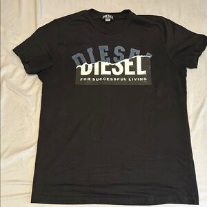 Diesel Black Tee with Blue Accents